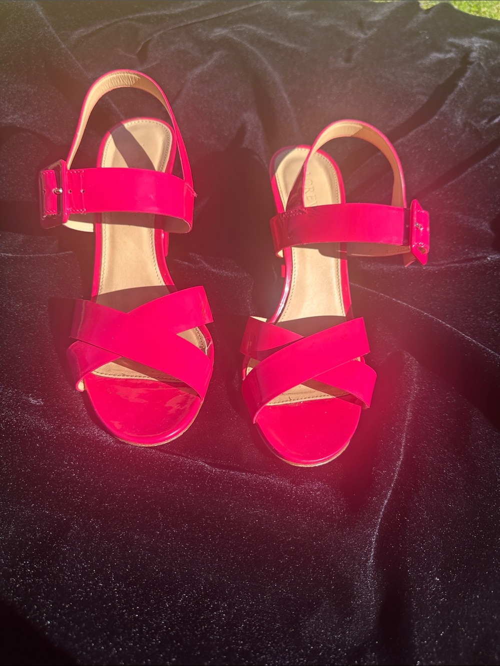 J Crew Women's Hot Pink Crisscross Buckle Sandals